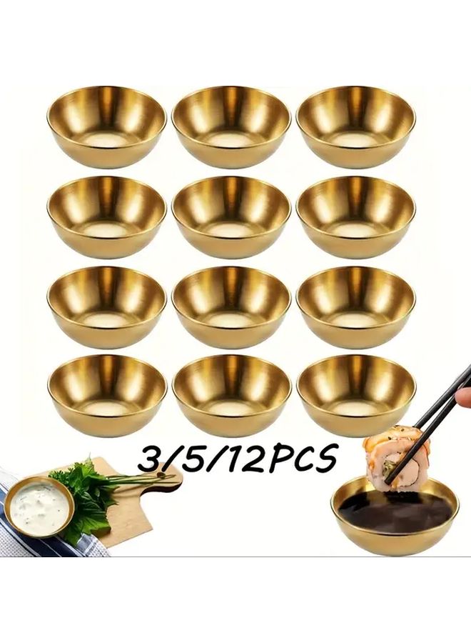3pcs Stainless Steel Mini Round Sauce Dish Sushi Dipping Bowl Appetizer Dish - Image 1